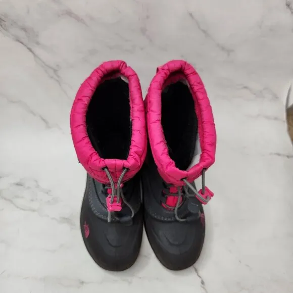 The North Face Alpenglow TT Winter Snow Boots Pink Grey Waterproof Youth Girls 3