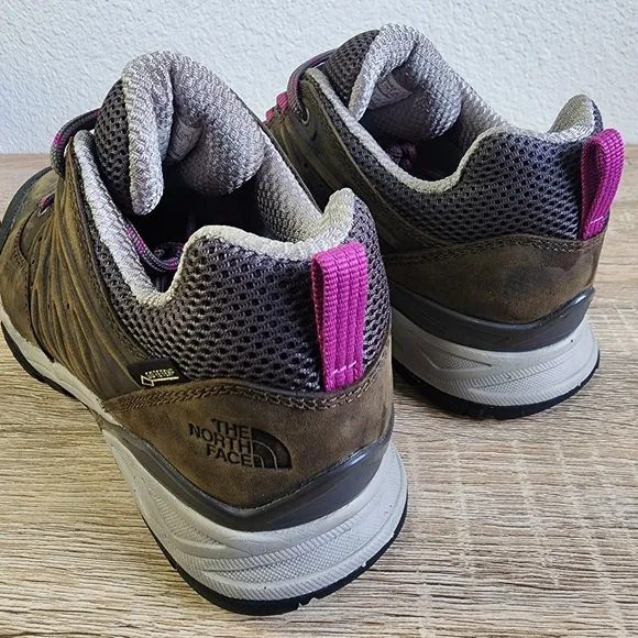 THE NORTH FACE Hedgehog Hike II 2 GTX Brown Leather Purple Hiking Trail Shoe 8.5