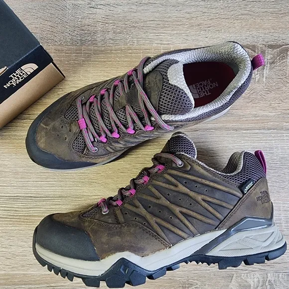 THE NORTH FACE Hedgehog Hike II 2 GTX Brown Leather Purple Hiking Trail Shoe 8.5