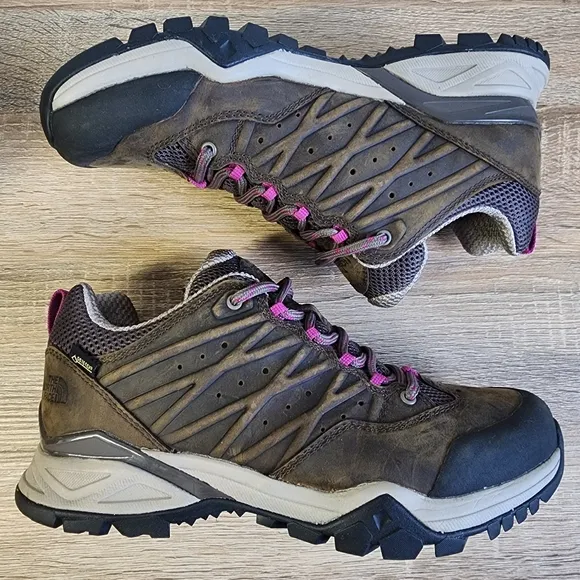 THE NORTH FACE Hedgehog Hike II 2 GTX Brown Leather Purple Hiking Trail Shoe 8.5