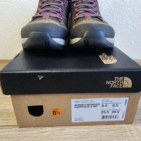 THE NORTH FACE Hedgehog Hike II 2 GTX Brown Leather Purple Hiking Trail Shoe 8.5