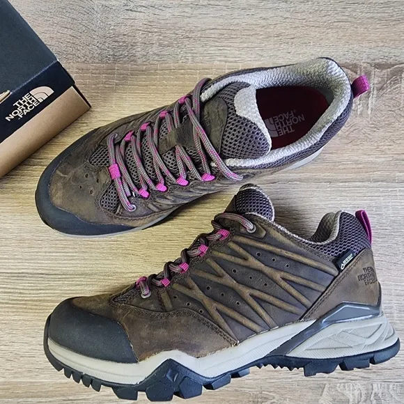 THE NORTH FACE Hedgehog Hike II 2 GTX Brown Leather Purple Hiking Trail Shoe 8.5
