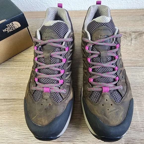 THE NORTH FACE Hedgehog Hike II 2 GTX Brown Leather Purple Hiking Trail Shoe 8.5