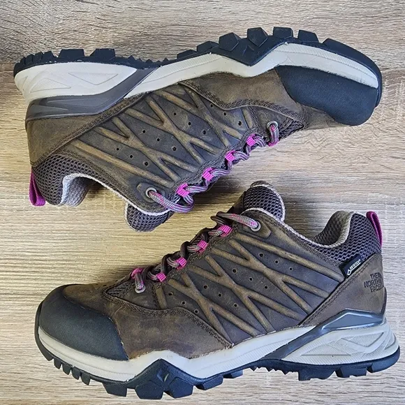 THE NORTH FACE Hedgehog Hike II 2 GTX Brown Leather Purple Hiking Trail Shoe 8.5