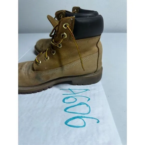 Timberland 6 Inch Boots 12909 Wheat Nubuck Premium Waterproof Men's Sz 5 M