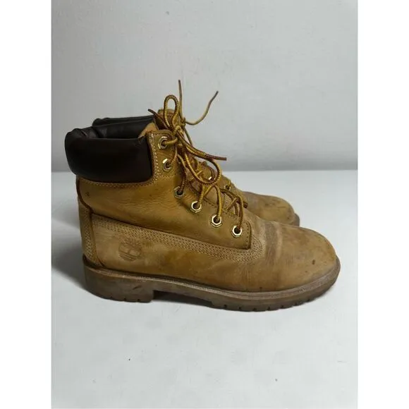 Timberland 6 Inch Boots 12909 Wheat Nubuck Premium Waterproof Men's Sz 5 M