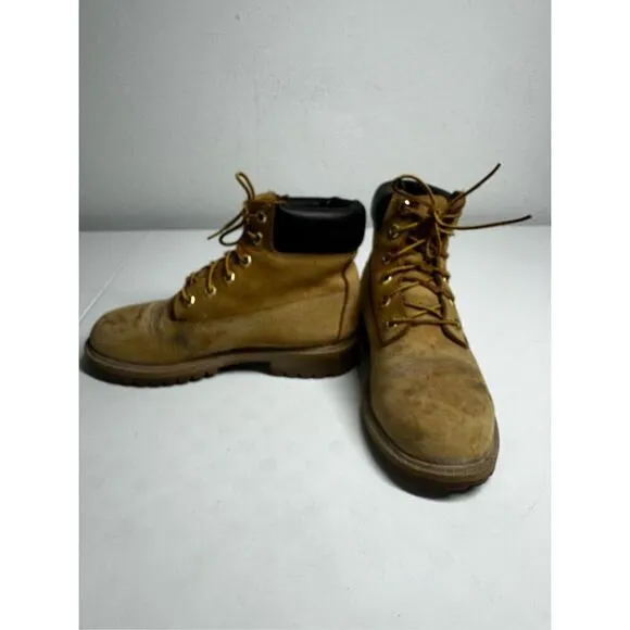 Timberland 6 Inch Boots 12909 Wheat Nubuck Premium Waterproof Men's Sz 5 M