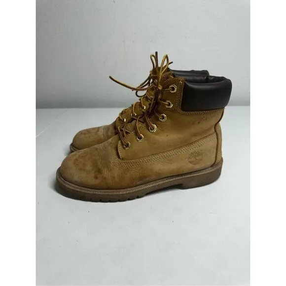 Timberland 6 Inch Boots 12909 Wheat Nubuck Premium Waterproof Men's Sz 5 M