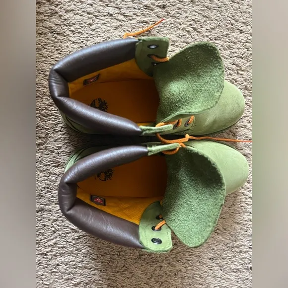Timberland Boys 6 Inch Premium Waterproof Nubuck Boots Olive Green Size 6.5