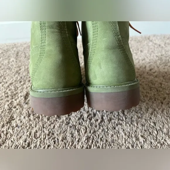 Timberland Boys 6 Inch Premium Waterproof Nubuck Boots Olive Green Size 6.5