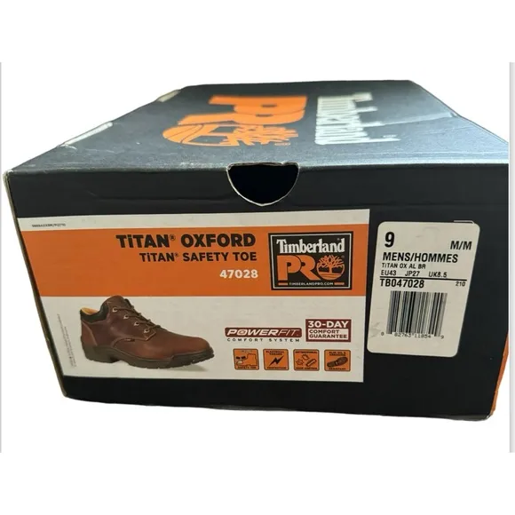 Timberland Pro In Box Titan Oxford Safety Toe Men's Brown Work Shoes Size 9M