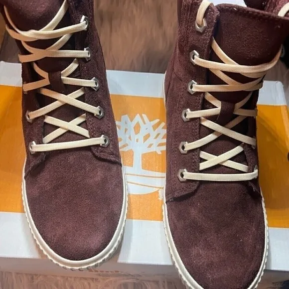 Timberland Women’s Skyla Bay 7&quot; Burgundy Suede Sneaker Boot NIB shoes