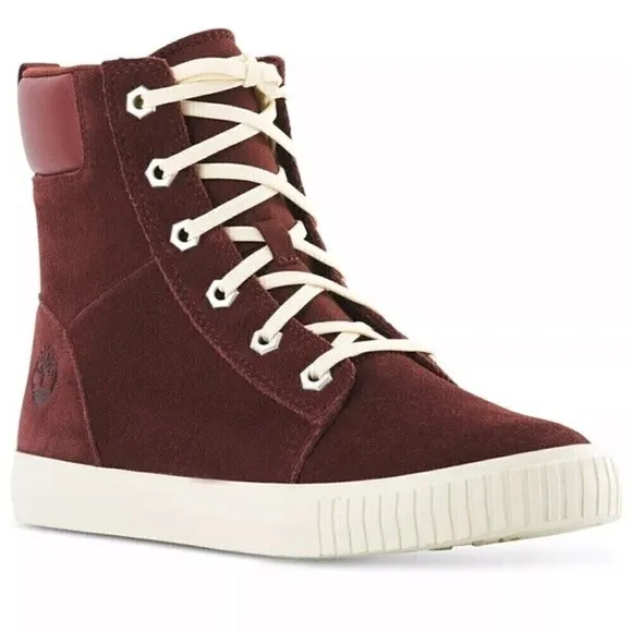 Timberland Women’s Skyla Bay 7&quot; Burgundy Suede Sneaker Boot NIB shoes