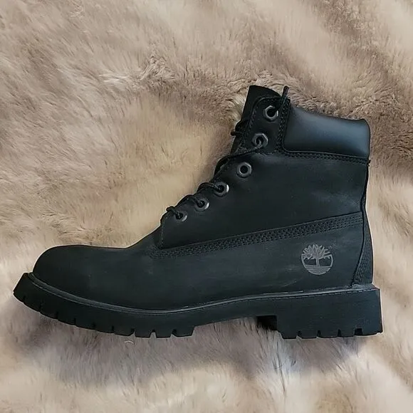 TIMBERLAND CLASSIC WATERPROOF 6-INCH BLACK BOOTS, SIZE 5