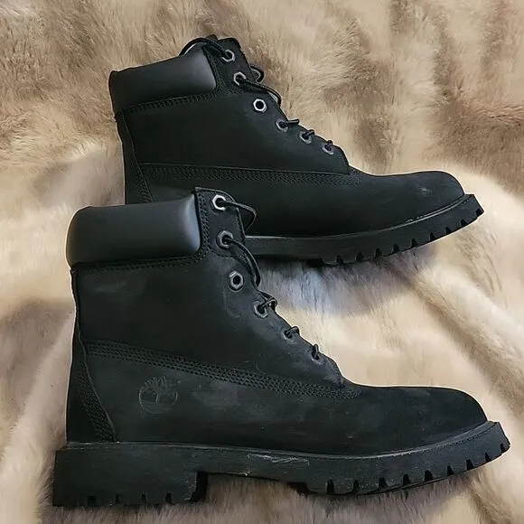 TIMBERLAND CLASSIC WATERPROOF 6-INCH BLACK BOOTS, SIZE 5
