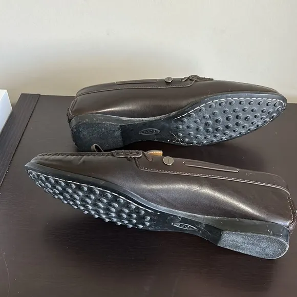 TODS CITY GOMMINO LEATHER DRIVING SHOES Mens Dark Brown Italian Sz 40 US 8