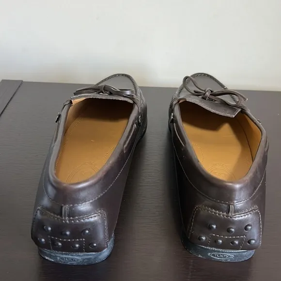 TODS CITY GOMMINO LEATHER DRIVING SHOES Mens Dark Brown Italian Sz 40 US 8