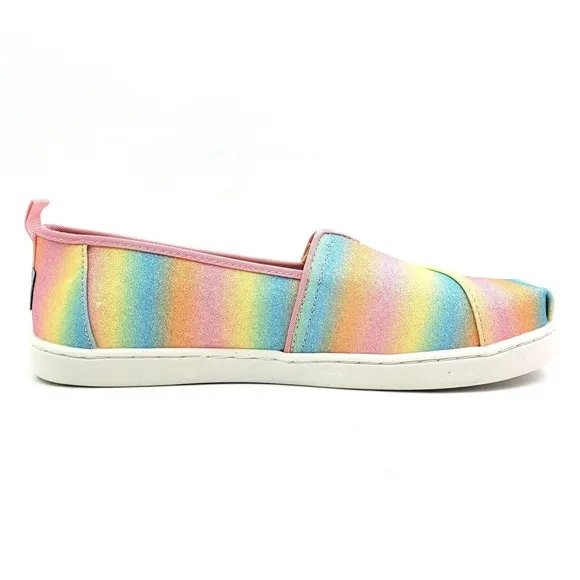 TOMS Glimmer Alpargata Girls Size youth Candy Pink Gradient Glitter Shoes