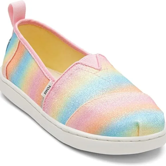 TOMS Glimmer Alpargata Girls Size youth Candy Pink Gradient Glitter Shoes