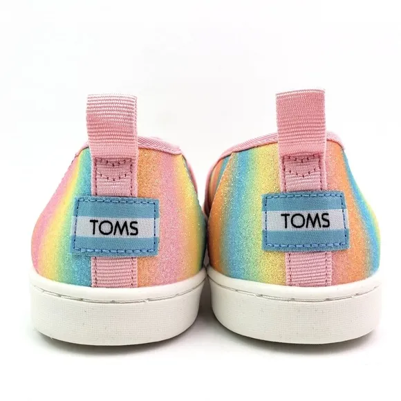 TOMS Glimmer Alpargata Girls Size youth Candy Pink Gradient Glitter Shoes