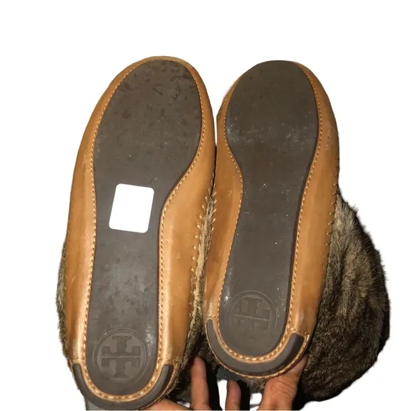 Tory Burch Apres Ski Boots Rabbit Fur Suede Size 7.5