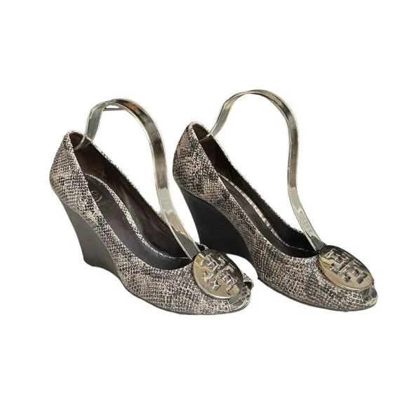 Tory Burch Snakeskin Wedges Heels Shoes Size 9