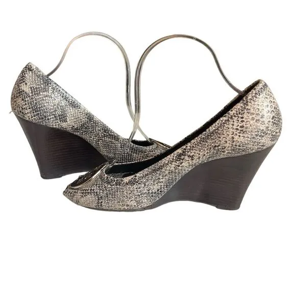 Tory Burch Snakeskin Wedges Heels Shoes Size 9
