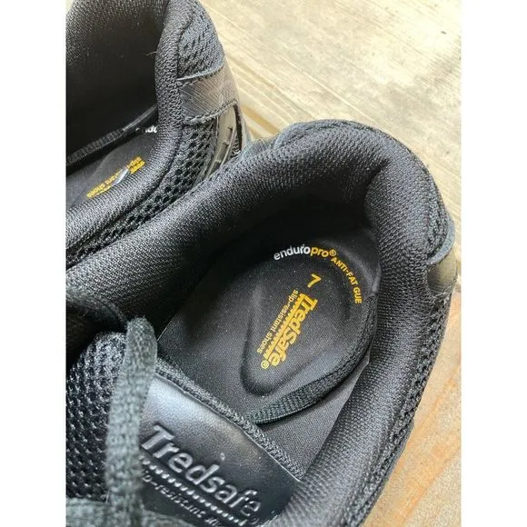 TREDSAFE Mens MNTS48DP001 Slip Resistant Lace Up Black Running Shoes Size 7