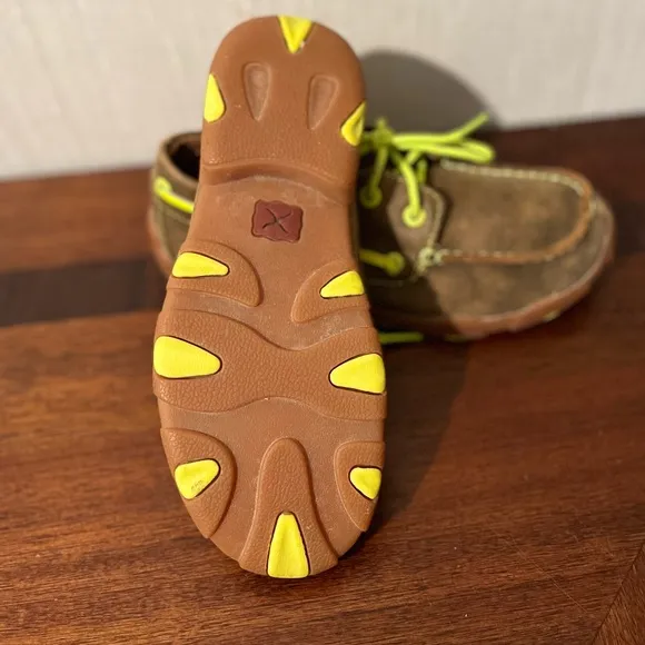 Twisted X Youth Driving Mocs Bomber/Neon Yellow Unisex Shoes