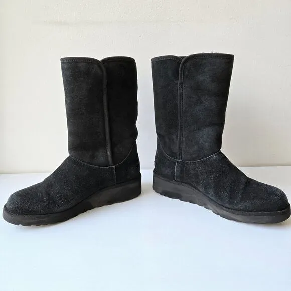 UGG Amie Women's Classic Slim Black Sheepskin Wedge Boots Casual Size US 5 EU 36