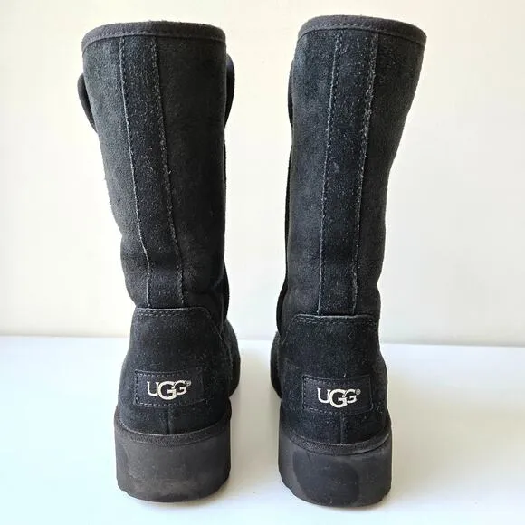 UGG Amie Women's Classic Slim Black Sheepskin Wedge Boots Casual Size US 5 EU 36