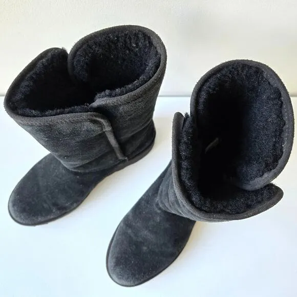 UGG Amie Women's Classic Slim Black Sheepskin Wedge Boots Casual Size US 5 EU 36