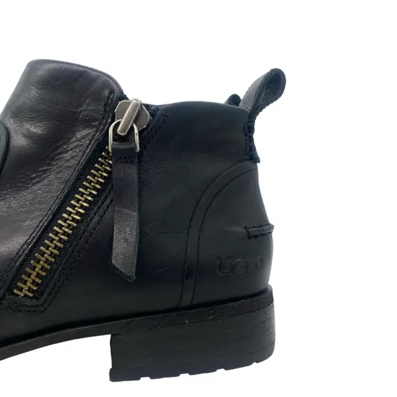 Ugg Aureo Black Waterproof Leather Ankle Boots