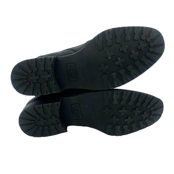 Ugg Aureo Black Waterproof Leather Ankle Boots