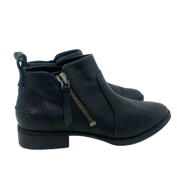 Ugg Aureo Black Waterproof Leather Ankle Boots
