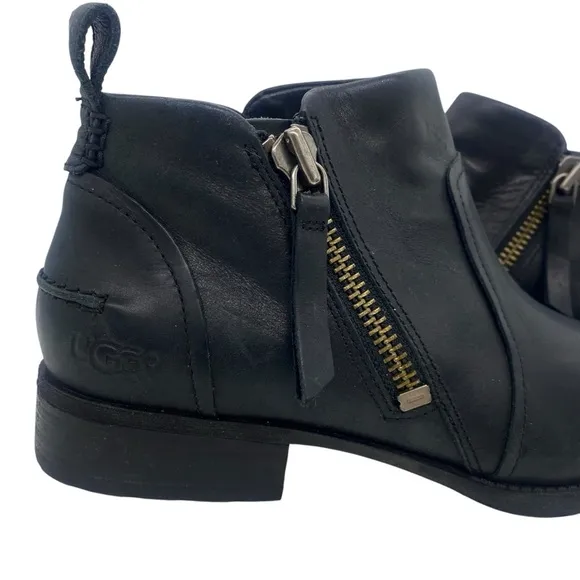 Ugg Aureo Black Waterproof Leather Ankle Boots