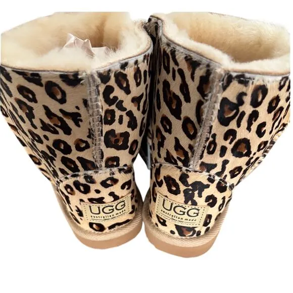 UGG Australia Leopard Print Pony Hair Mini II Boots - Women’s Size 8