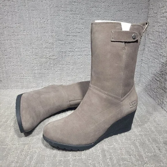UGG Australia Potrero Women's Size 6 US Gray Suede Waterproof Wedge Boots