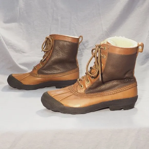 Ugg Boots Womens Size 8 Brown Leather Waterproof Shearling Adirondack Duck Hike