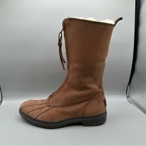 Ugg Brown Arquette Boots Full Zip Fold Over Waterproof Sherpa Leather Women’s 7