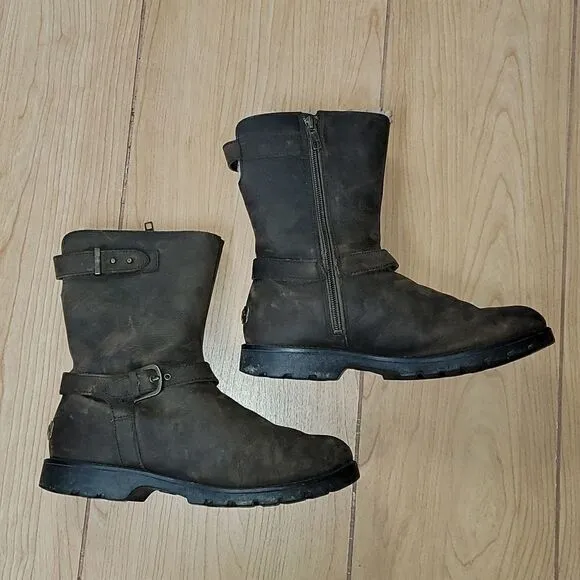 UGG BROWN GRANDLE WATERPROOF LEATHER BOOTS, SIZE 7 S/N 1003579