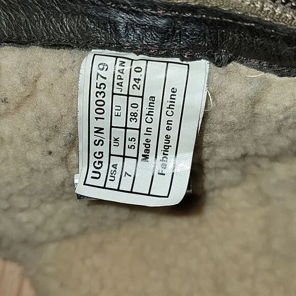 UGG BROWN GRANDLE WATERPROOF LEATHER BOOTS, SIZE 7 S/N 1003579
