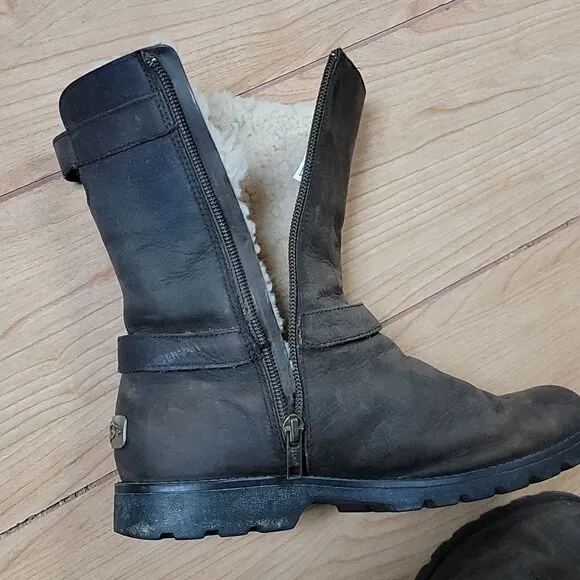 UGG BROWN GRANDLE WATERPROOF LEATHER BOOTS, SIZE 7 S/N 1003579