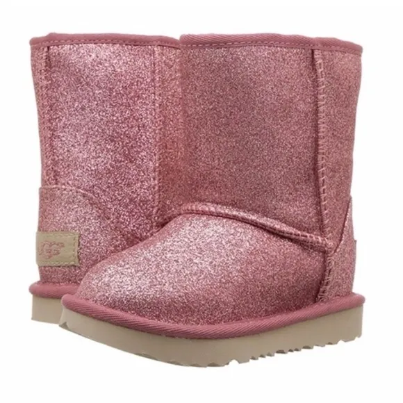 Ugg Classic Short II Glitter Lined Boots Little Girls  sz 3