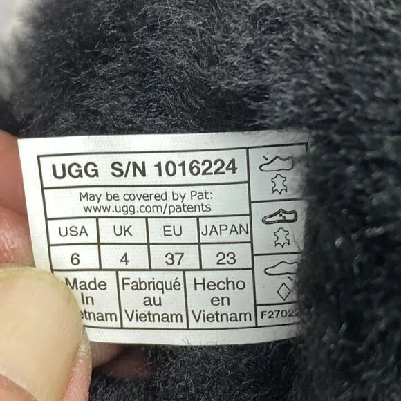 UGG Classic Tall II Boots Women 6 Black Sheepskin Suede Cozycore Winter
