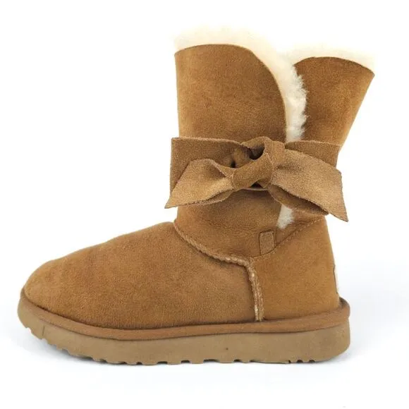 UGG Daelynn Boots Lambskin Suede Classic Short Bow Sherpa Fur 90s Y2k Chestnut