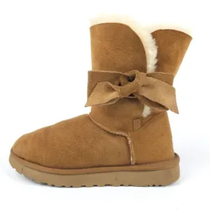 UGG Daelynn Boots Lambskin Suede Classic Short Bow Sherpa Fur 90s Y2k Chestnut