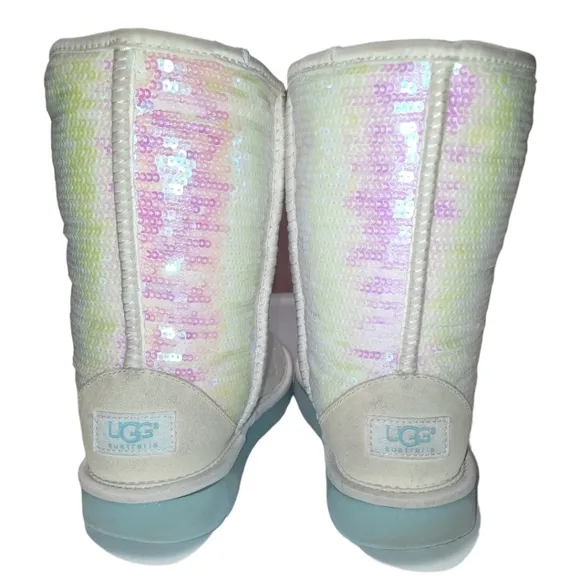 UGG Iridescent Sequin Short Boots Classic I Do! Bridal Sparkle Mermaid B…
