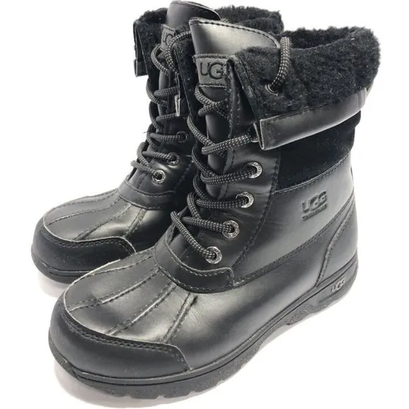UGG Kids’ Butte II CWR, Black Waterproof Winter Boots, Girls’ Size 2M