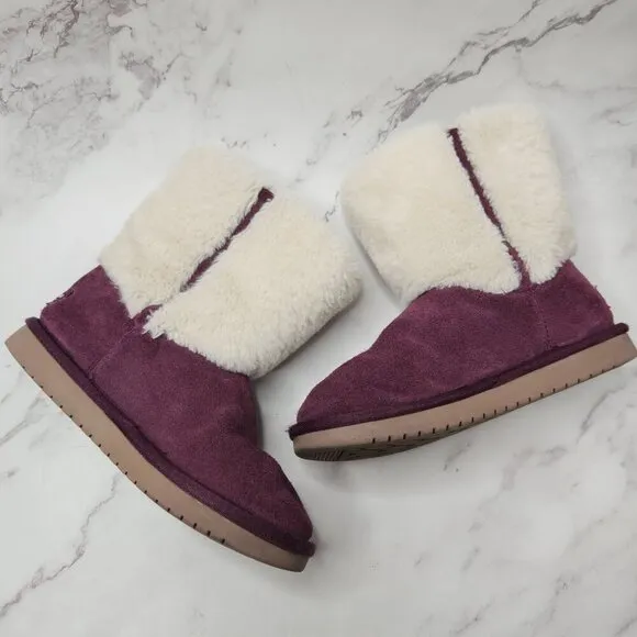 UGG Koolaburra Girls Aubrie Short Purple Boots Faux Fur Lining Youth 2